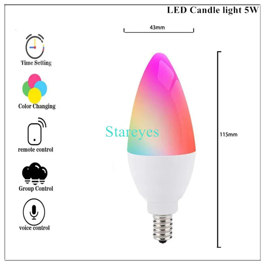 Lâmpada LED Inteligente Wifi/Zigbee RGB + CCT (E27, E14 ou GU10)