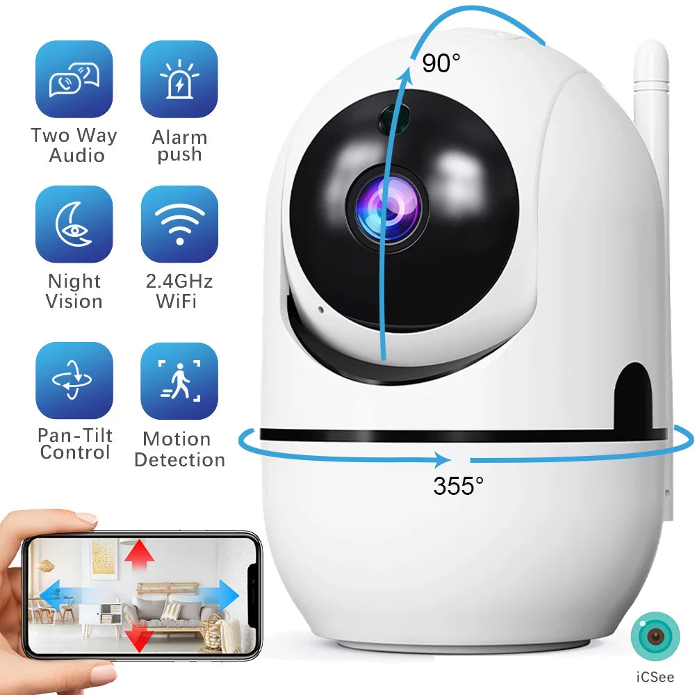 Câmera de Segurança Wifi 360° 2K com Rastreamento Automático