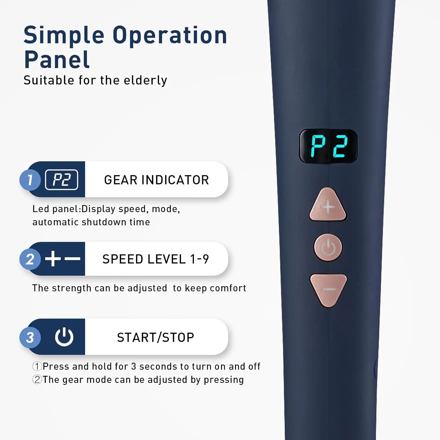 Massageador Elétrico Portátil Recarregável com 7 Modos e 9 Níveis