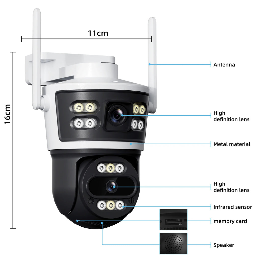 Câmera IP à Prova d'Água (IP66) com Lente Dupla e Visão Noturna Colorida