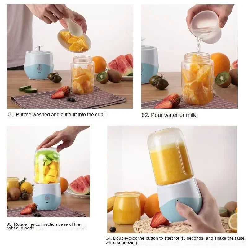 Mini Liquidificador Portátil 400ml: Recarregável USB para Smoothies e Shakes