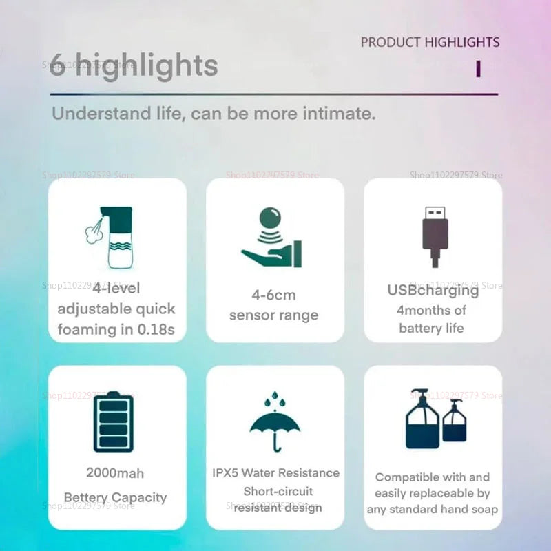 Dispenser Automático de Espuma OLOEY 350ml/600ml Recarregável USB