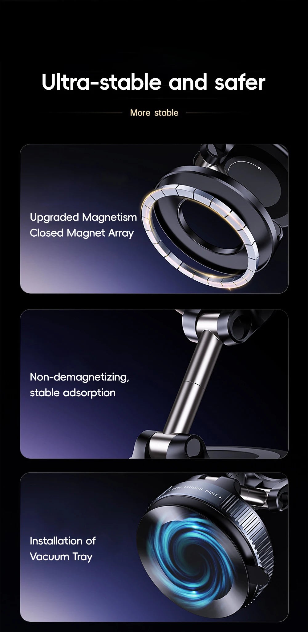 Suporte Magnético Veicular Dobrável com Rotação 360° para Painel