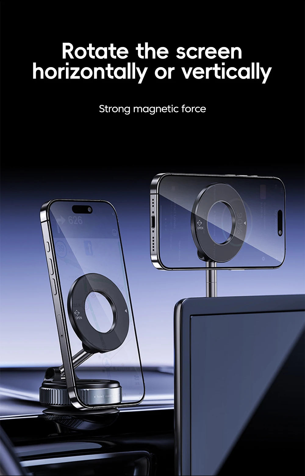 Suporte Magnético Veicular Dobrável com Rotação 360° para Painel