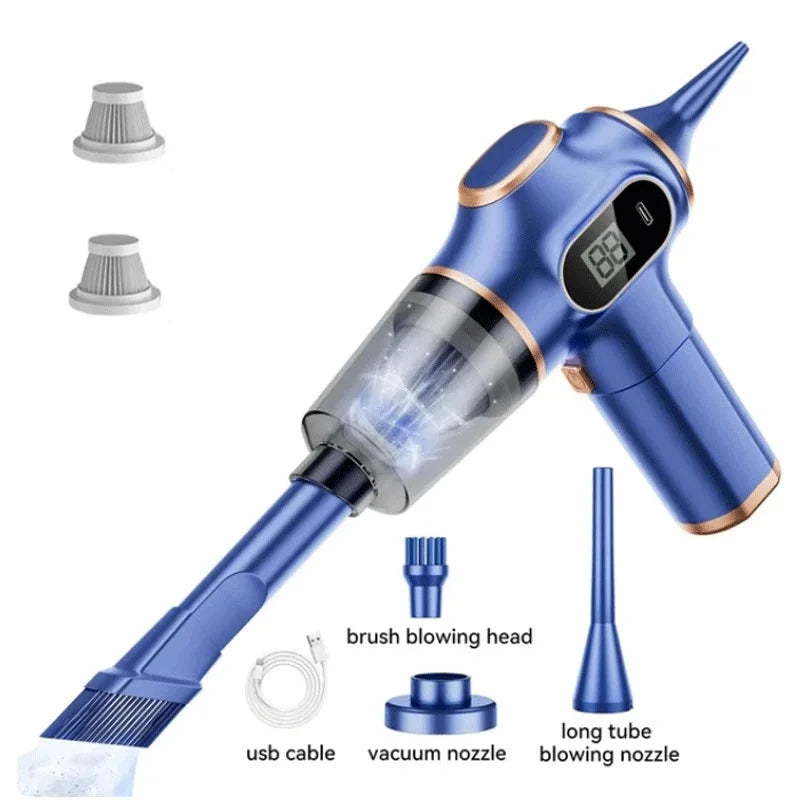 Mini Aspirador de Pó Portátil 4 em 1: Aspira, Sopra, Infla e Carrega