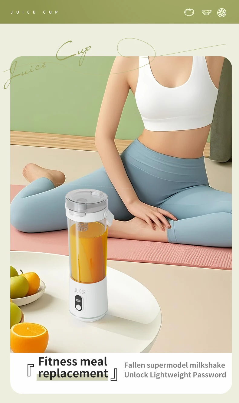 Copo Liquidificador Portátil 600ml: Bateria 2400mAh e 12 Lâminas