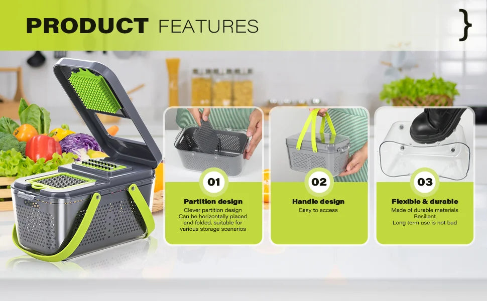 Kit Cortador de Legumes 22 em 1: 13 Lâminas de Aço Inox