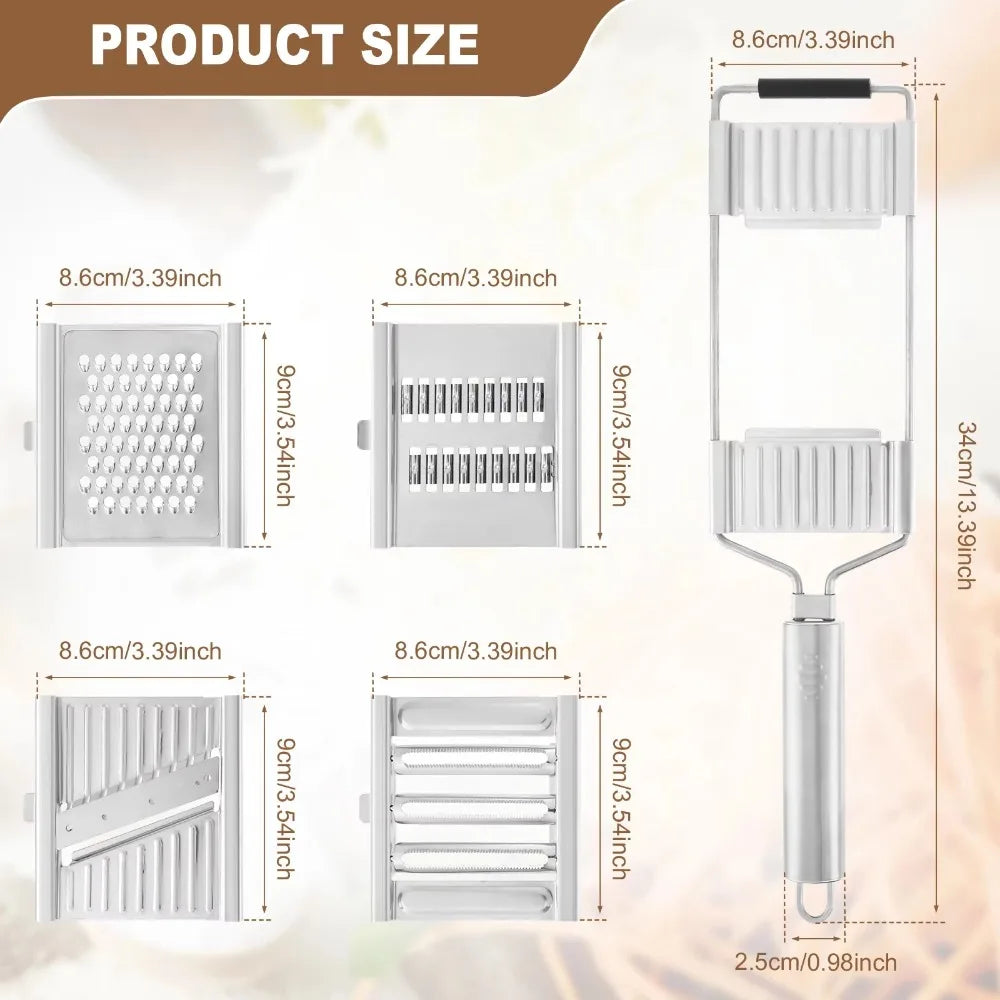 Fatiador de Legumes 4 em 1: Ralador e Descascador Multiuso (Aço Inox)