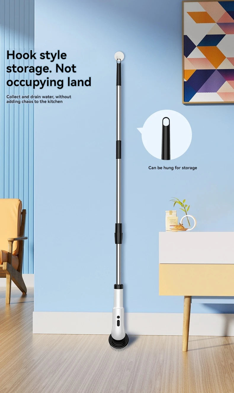 Esfregão Elétrico Giratório Recarregável com até 9 Acessórios de Limpeza