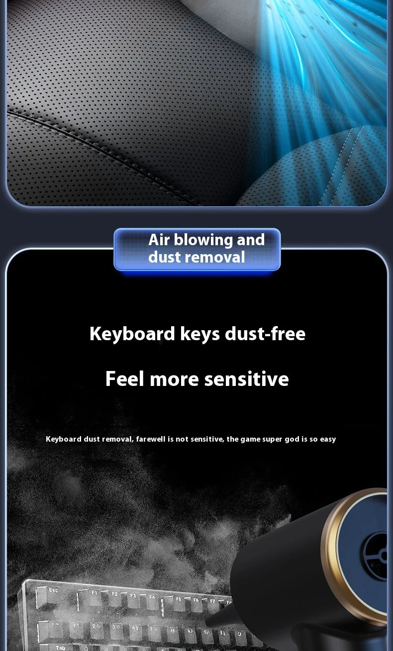 Mini Aspirador e Soprador Recarregável com Acessórios