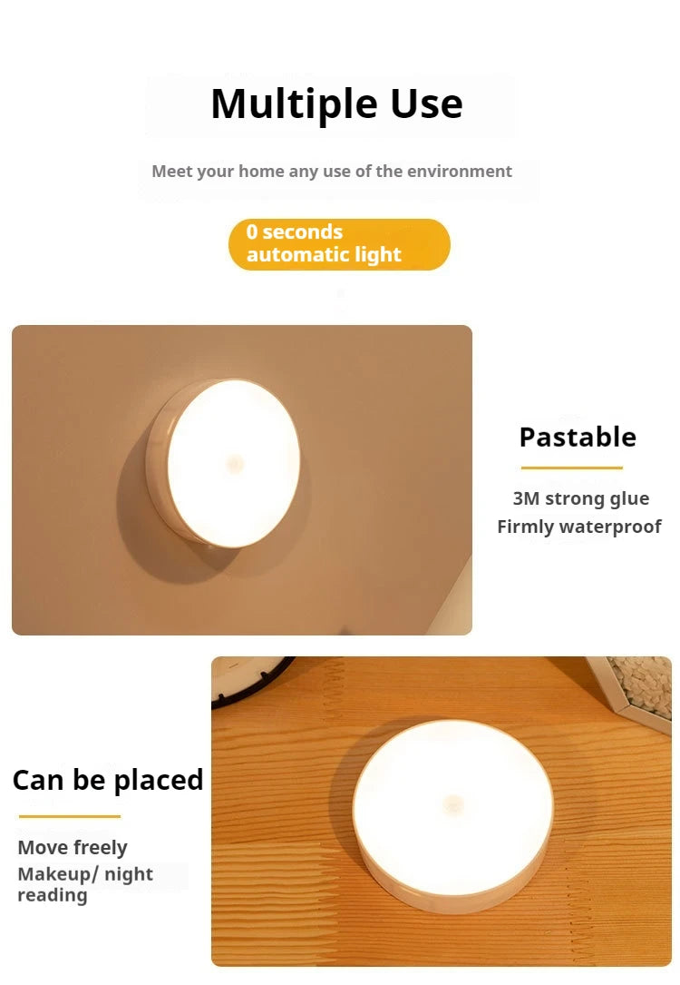 Mini Luz Noturna LED com Sensor de Movimento (Recarregável USB-C)