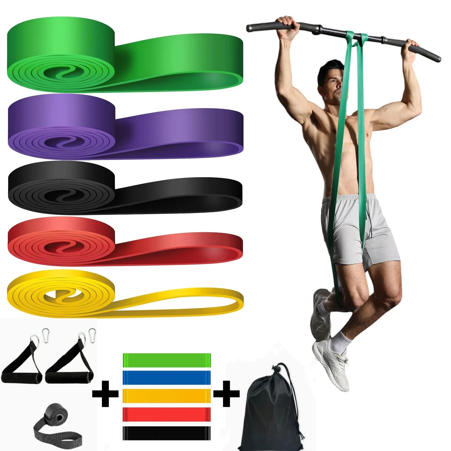 Kit Elásticos de Resistência 5-140lbs para Treino Funcional e Agilidade