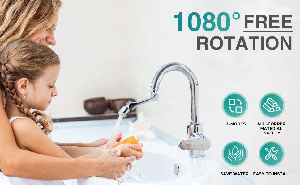 Bico de Torneira com Braço Extensor e Rotação 1080° (Adaptador 22/24mm)