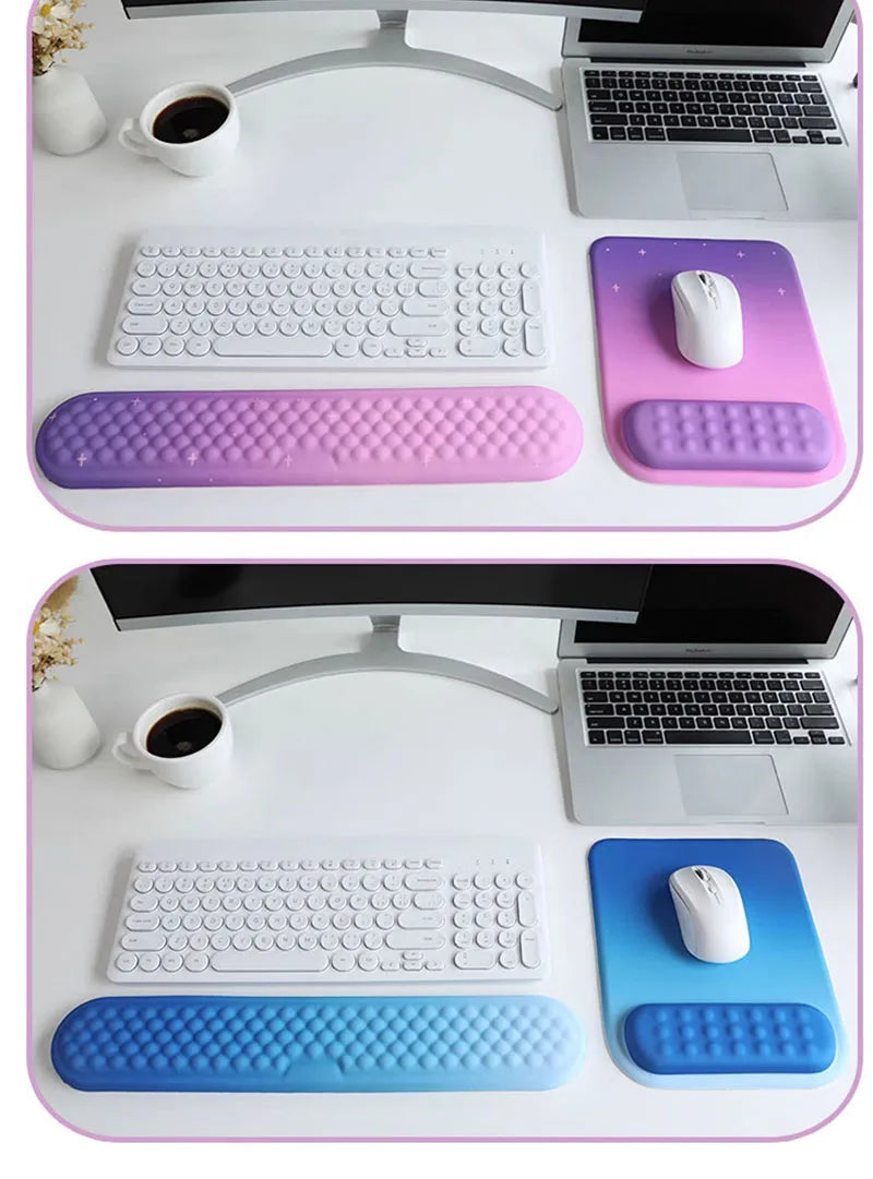 Kit Apoio de Pulso Ergonômico para Teclado e Mouse (Memory Foam)