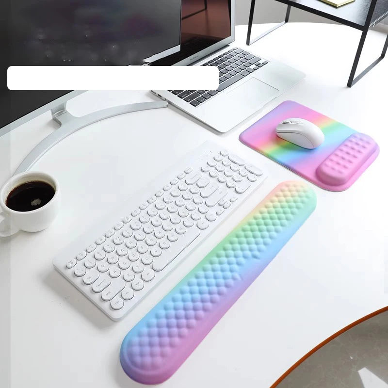 Kit Apoio de Pulso Ergonômico para Teclado e Mouse (Memory Foam)