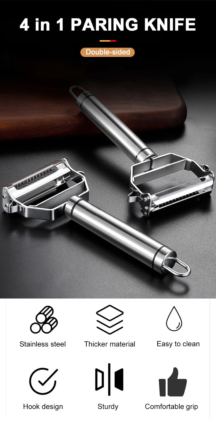Descascador de Legumes Multifuncional: Aço Inox (Dupla Função)
