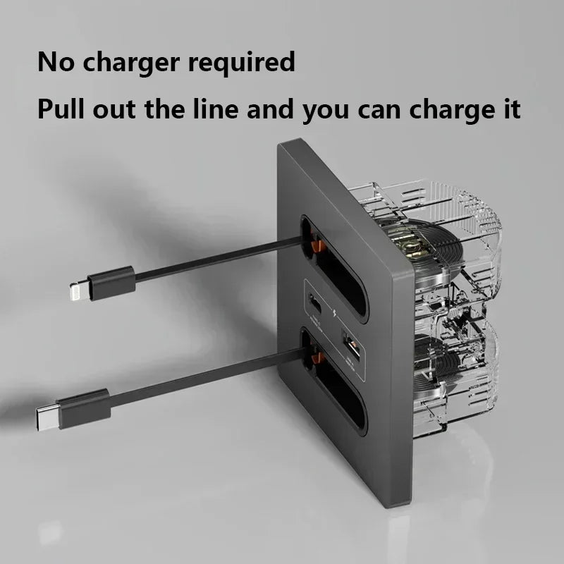 Tomada de Parede Inteligente Universal com Cabo de Carregamento Retrátil 20W