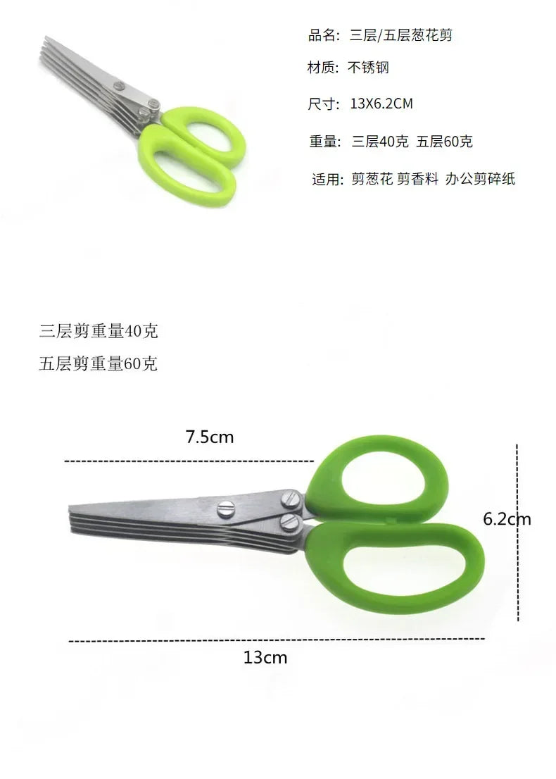 Kit 5 Tesouras Culinárias Multilâminas: Para Temperos e Ervas