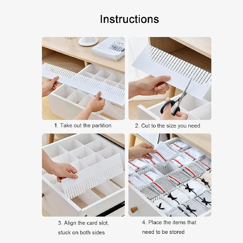 Kit com 10 Divisórias de Gaveta Ajustáveis para Organização