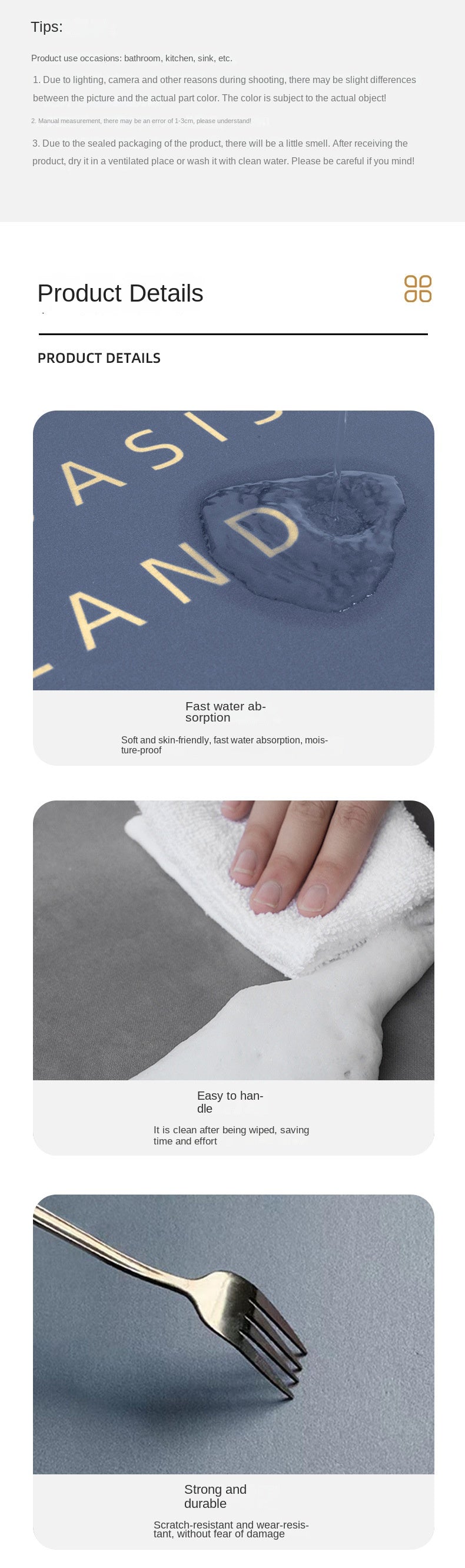 Tapete Confortável para Banheiro e Cozinha (Não Escorrega)