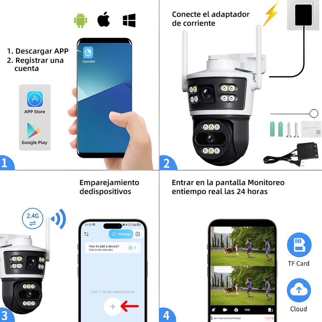Câmera IP à Prova d'Água (IP66) com Lente Dupla e Visão Noturna Colorida