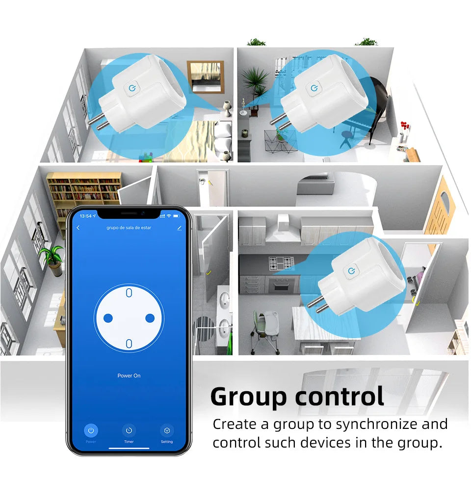 Tomada Inteligente Wifi com Controle Remoto via App e Comando de Voz (Tuya)