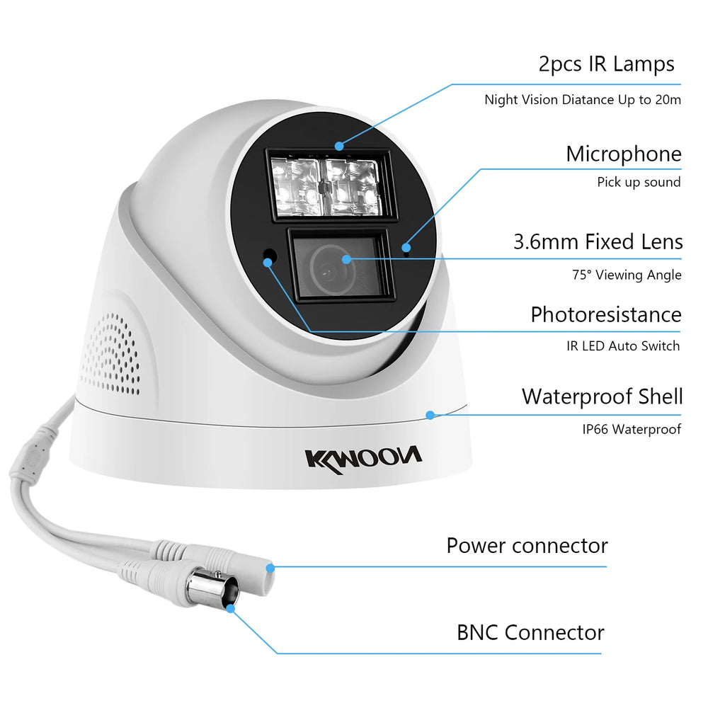 Câmera de Segurança Analógica 720p à Prova d'Água com Visão Noturna para Sistemas DVR (Uso Externo)