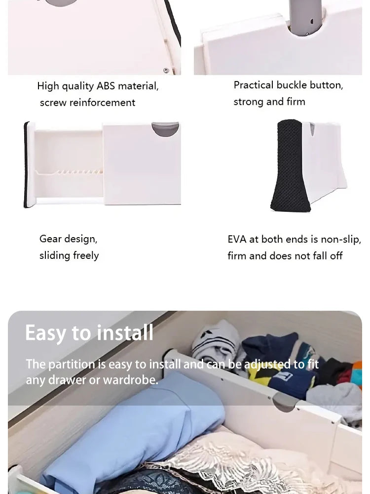 Divisória de Gaveta Ajustável e Retrátil para Organização