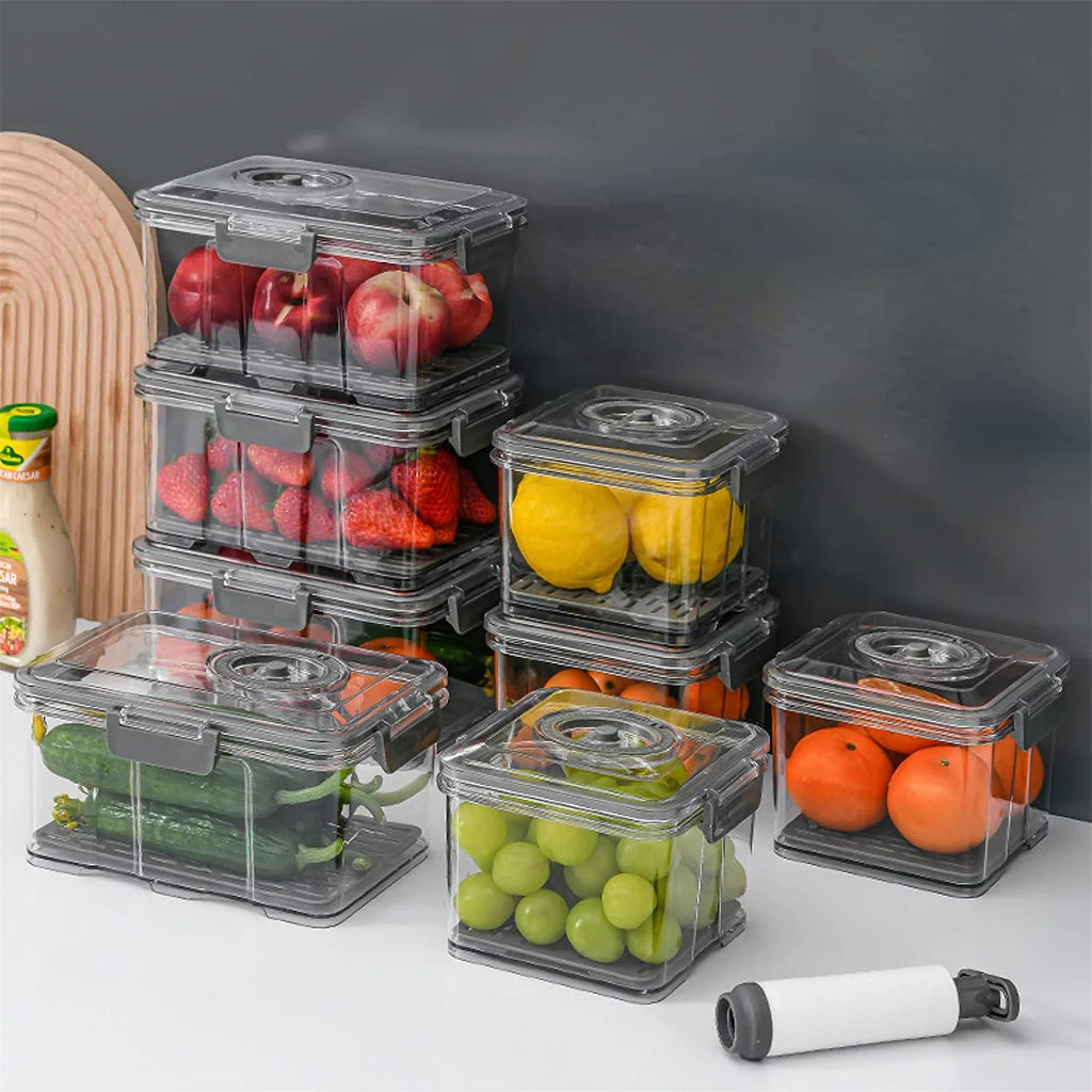 Kit Organizador de Geladeira a Vácuo para Conservar Frutas e Legumes