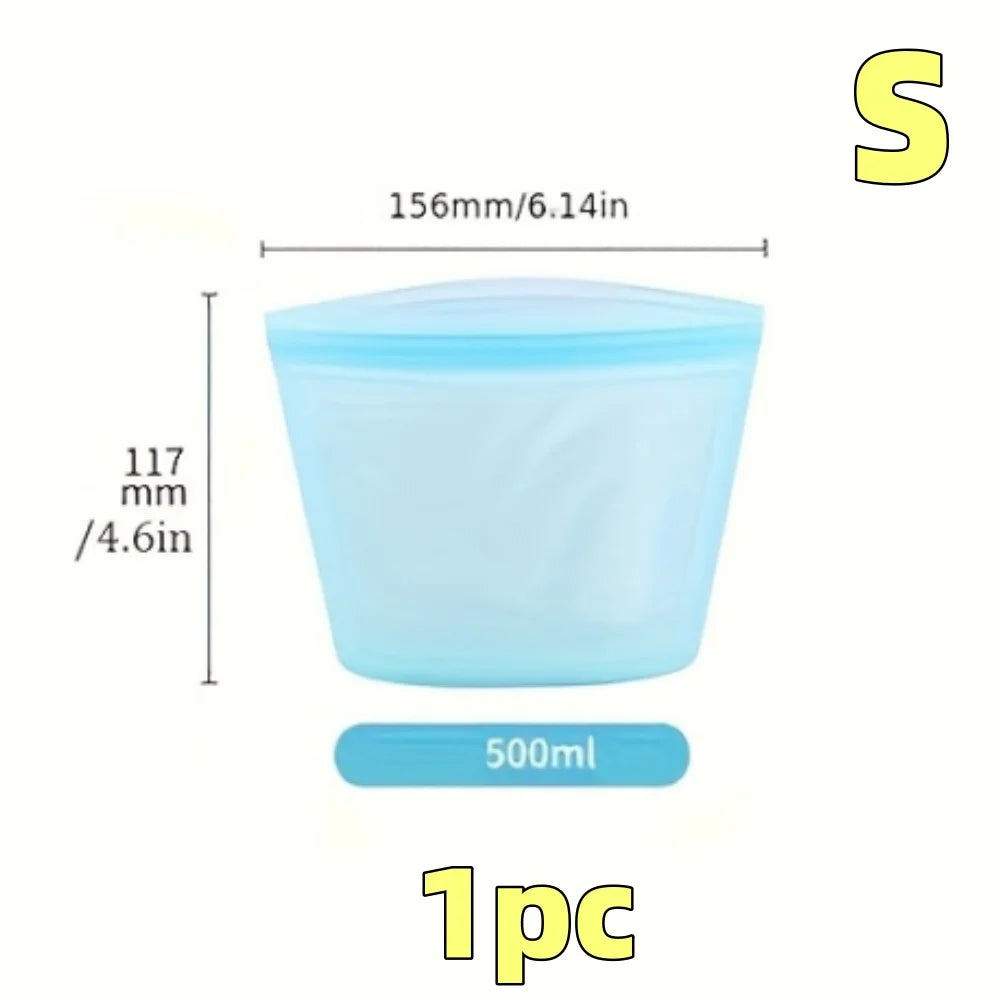 Kit 3 Sacos de Silicone Reutilizáveis: Ziplock à Prova de Vazamento