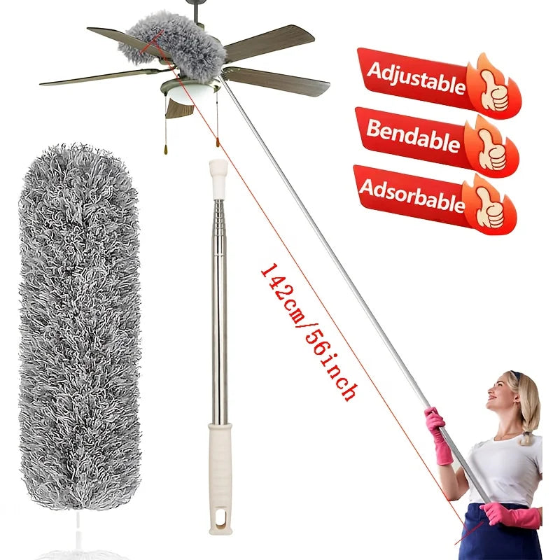Limpador de Microfibra com Haste Ajustável para Limpeza de Teto