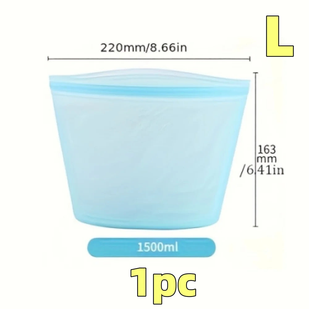 Kit 3 Sacos de Silicone Reutilizáveis: Ziplock à Prova de Vazamento