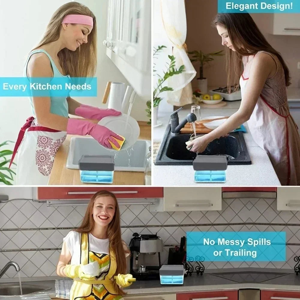 Dosador de Sabão e Detergente com Esponjeira para Pia (Tipo Pressão)