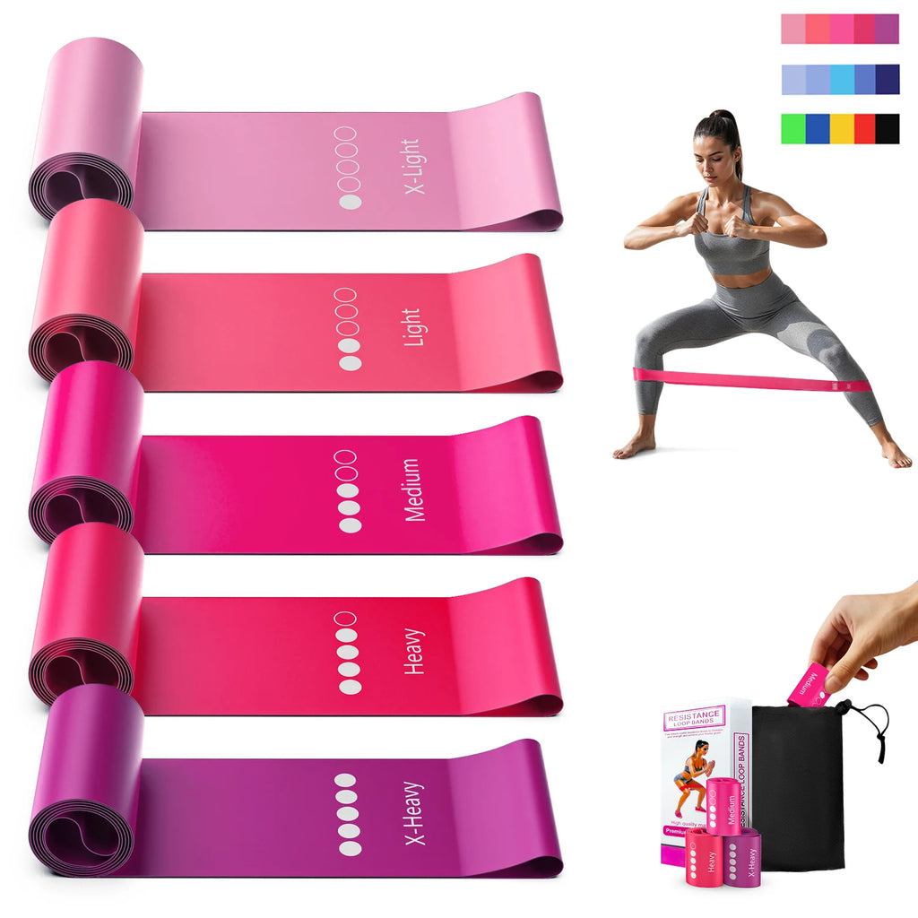 Kit 5 Faixas Elásticas Mini Band TPE para Treino Funcional e Yoga