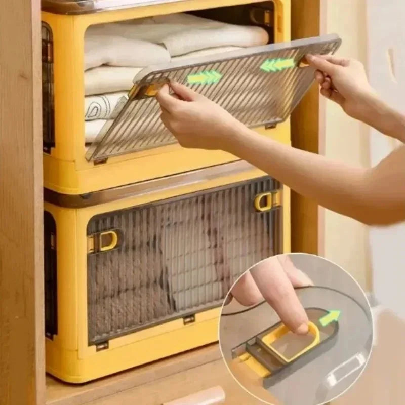 Caixa Organizadora Dobrável com Rodinhas e Tampa Transparente