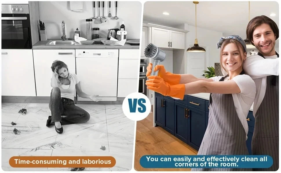 Escova de Limpeza Elétrica 6 em 1 Recarregável com 6 Ponteiras