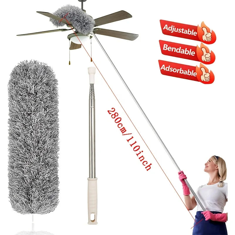 Limpador de Microfibra com Haste Ajustável para Limpeza de Teto