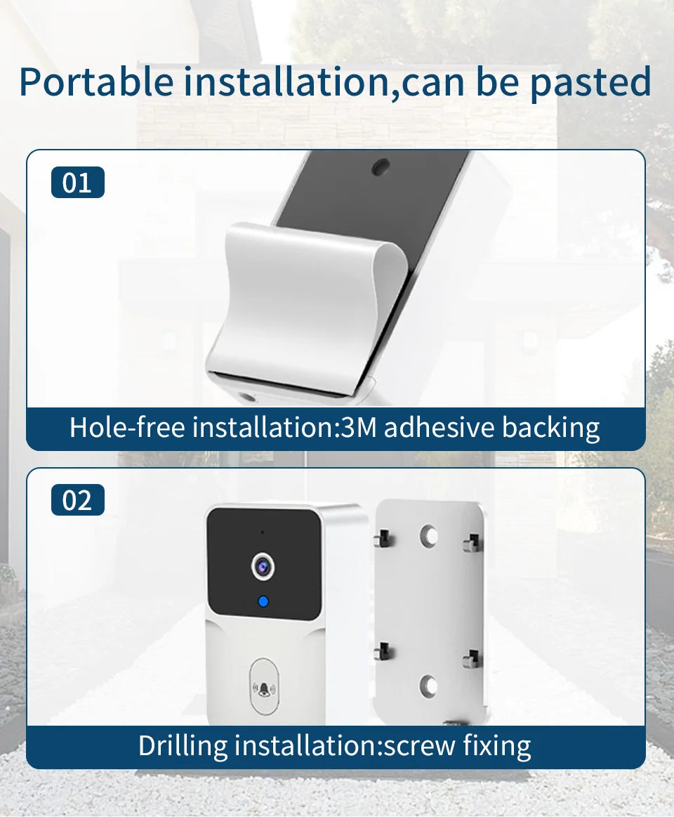 Campainha Inteligente com Câmera Wifi Sem Fio (App Tuya Smart)