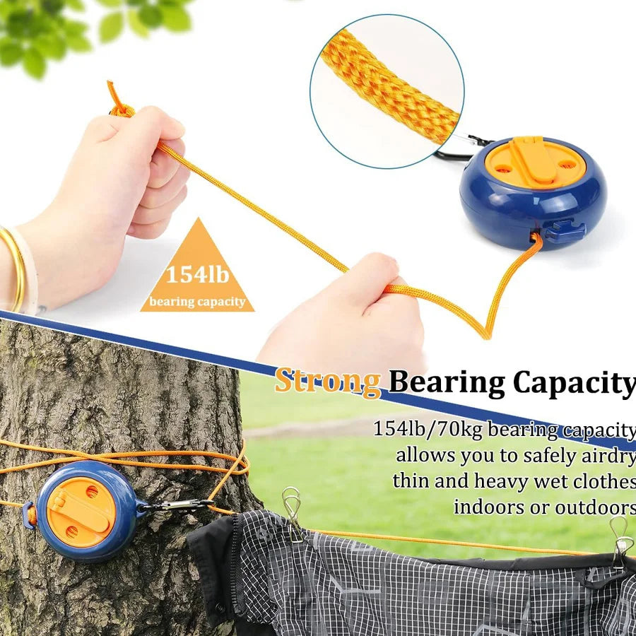 Varal Portátil Retrátil para Viagem e Camping (10 Metros)