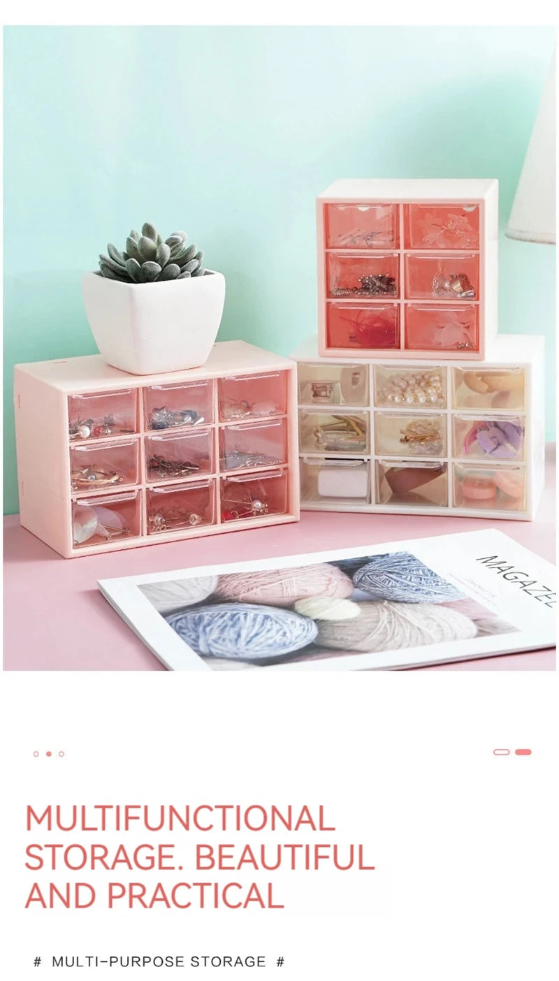 Organizador de Mesa Multiuso com 9 Gavetas Transparentes