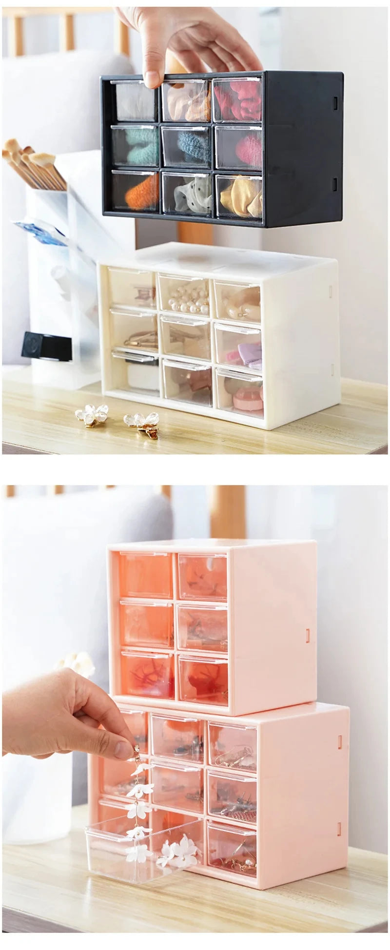 Organizador de Mesa Multiuso com 9 Gavetas Transparentes