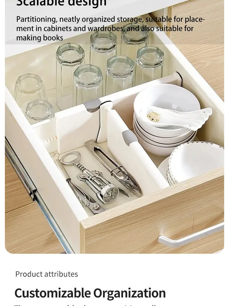 Divisória de Gaveta Ajustável e Retrátil para Organização