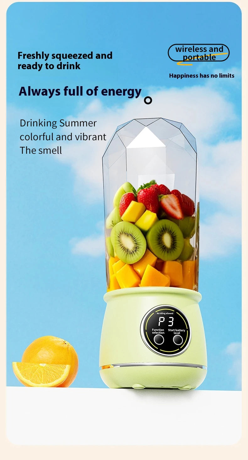 Liquidificador Portátil USB Recarregável 500ml: 3 Níveis de Potência