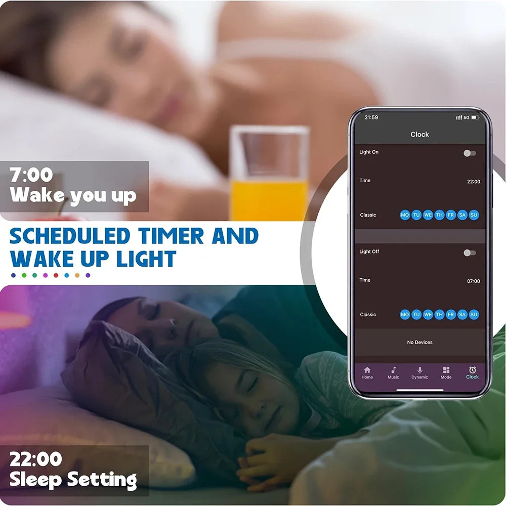 Fita LED RGB USB 5V com Controle via App para Decoração de Quarto