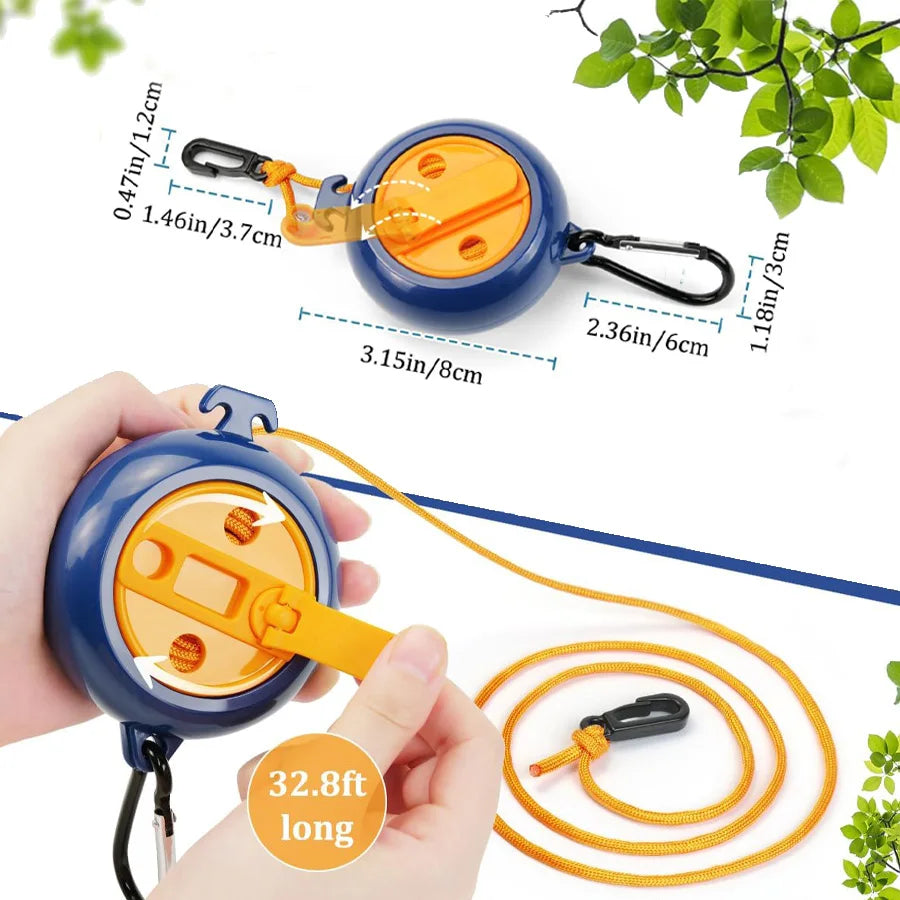 Varal Portátil Retrátil para Viagem e Camping (10 Metros)