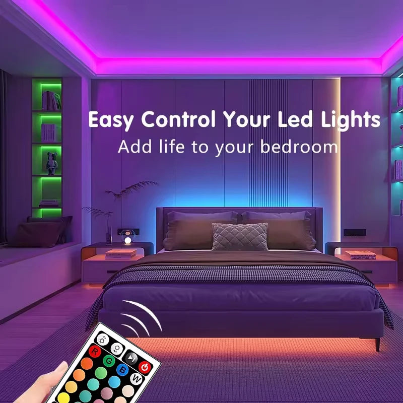 Fita LED RGB USB 5V com Sincronização de Música e Controle Remoto ou App