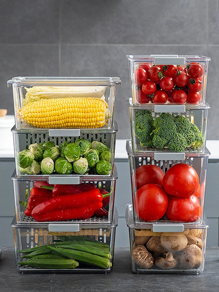 Organizador de Acrílico Transparente para Geladeira e Freezer (Empilhável)