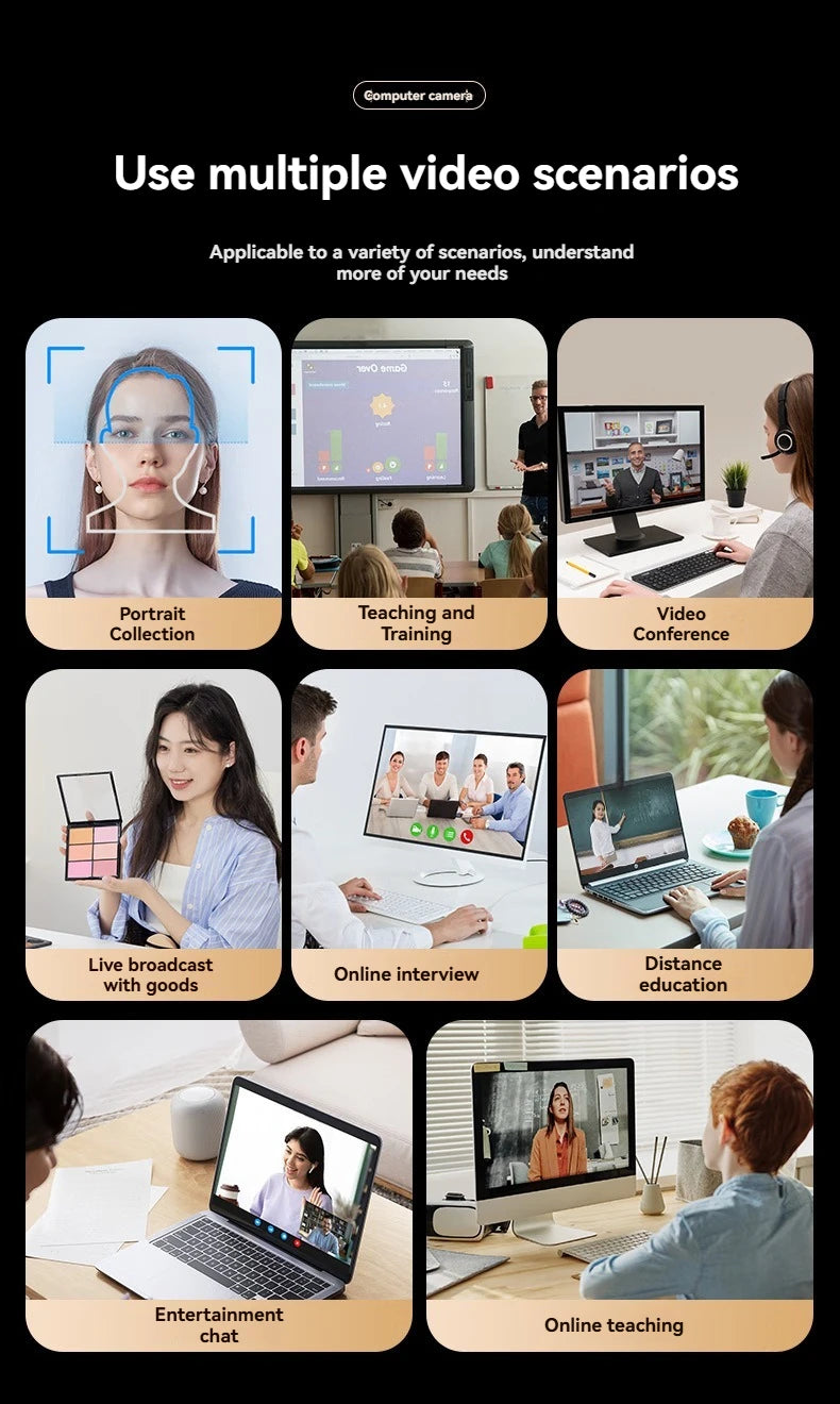 Webcam Xiaomi Q27 (4K/2K/1080p) com Microfone e Foco Automático