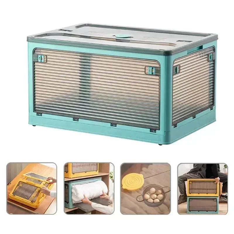 Caixa Organizadora Dobrável com Rodinhas e Tampa Transparente