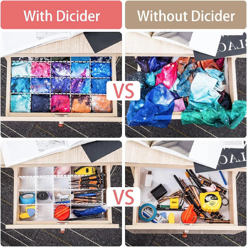 Kit com 10 Divisórias de Gaveta Ajustáveis para Organização